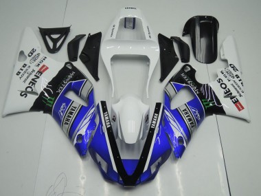 Blue White ENEOS Monster 00-01 Yamaha YZF R1 Motorcycle Fairings