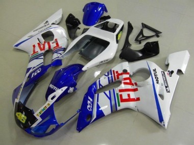 Blue White Fiat 98-02 Yamaha YZF R6 Motorcycle Fairings