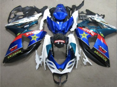 Blue White Rockstar 09-16 Suzuki GSXR 1000 Motorcycle Fairings