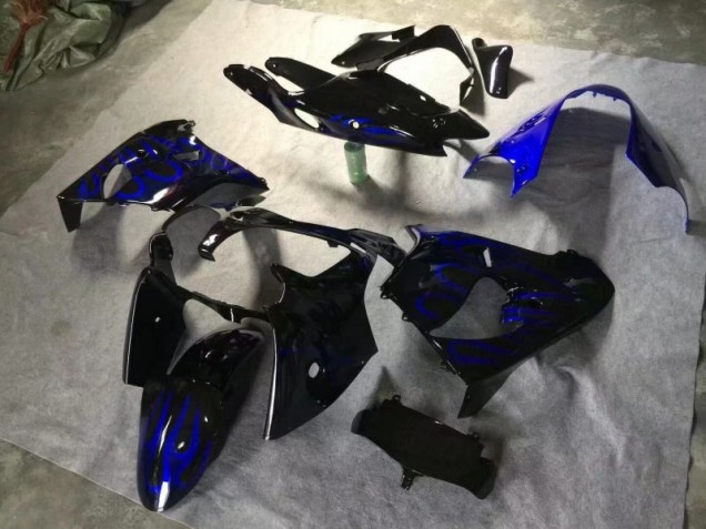 Glossy Black Blue Flame 00-01 Kawasaki ZX9R Motorcycle Fairings Glossy Black Blue Flame 00-01 Kawasaki ZX9R Motorcycle Fairings