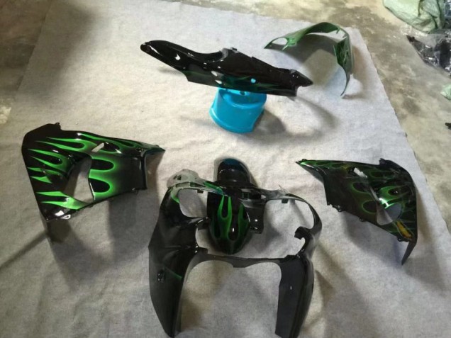 Glossy Black Green Flame 02-03 Kawasaki ZX9R Motorcycle Fairings Glossy Black Green Flame 02-03 Kawasaki ZX9R Motorcycle Fairings