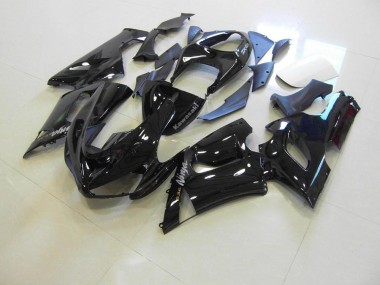 Glossy Black Silver Decals 05-06 Kawasaki ZX6R Motorcycle Fairings