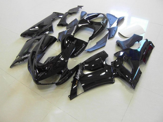 Glossy Black Silver Decals 05-06 Kawasaki ZX6R Motorcycle Fairings