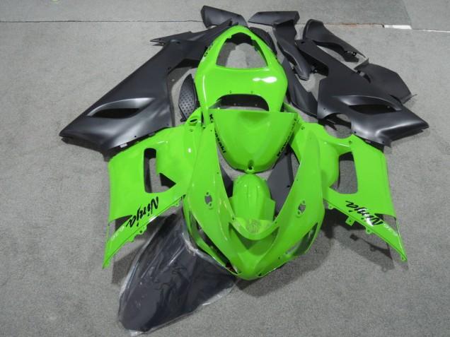 Green Black Ninja 636 05-06 Kawasaki ZX6R Motorcycle Fairings Green Black Ninja 636 05-06 Kawasaki ZX6R Motorcycle Fairings