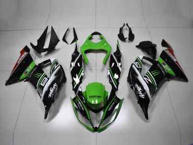 Green Black White 13-18 Kawasaki ZX6R Motorcycle Fairings