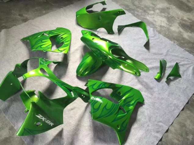 Green Green Flame 00-01 Kawasaki ZX9R Motorcycle Fairings Green Green Flame 00-01 Kawasaki ZX9R Motorcycle Fairings