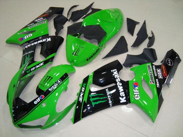 Green Monster 05-06 Kawasaki ZX6R Motorcycle Fairings Green Monster 05-06 Kawasaki ZX6R Motorcycle Fairings