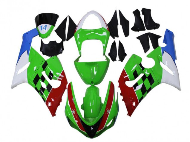 Green Red White Blue 05-06 Kawasaki ZX6R Motorcycle Fairings Green Red White Blue 05-06 Kawasaki ZX6R Motorcycle Fairings