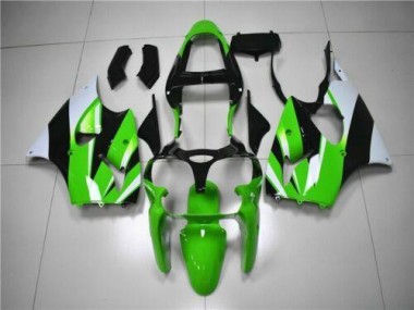 Green White Black 00-02 Kawasaki ZX6R Motorcycle Fairings