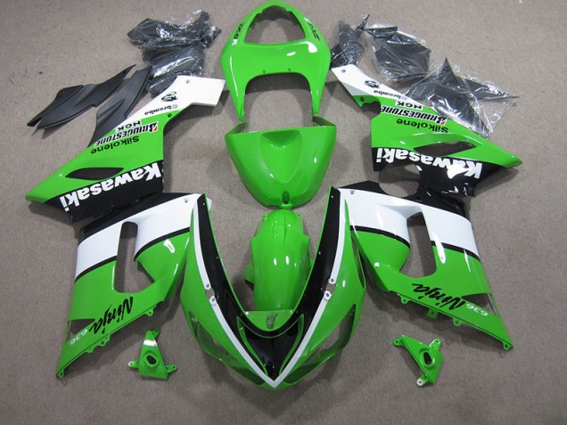 Green White Black Ninja 636 05-06 Kawasaki ZX6R Motorcycle Fairings Green White Black Ninja 636 05-06 Kawasaki ZX6R Motorcycle Fairings