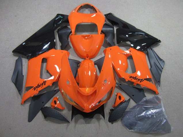 Orange Black Ninja 05-06 Kawasaki ZX6R Motorcycle Bodywork Orange Black Ninja 05-06 Kawasaki ZX6R Motorcycle Bodywork