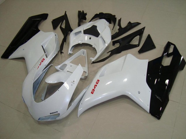 Pearl White Black 07-14 Ducati 848 1098 1198 Motorcycle Fairings