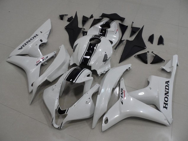 Pearl White with Black Stripe 07-08 Honda CBR600RR Motorcycle Fairings