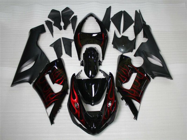 Red Black 05-06 Kawasaki ZX6R Motorcycle Fairings Red Black 05-06 Kawasaki ZX6R Motorcycle Fairings