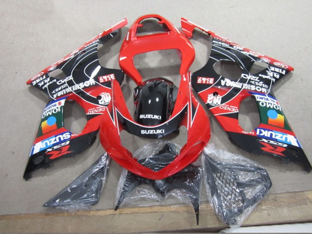 Red Black Denso 00-02 Suzuki GSXR 1000 Motorcycle Fairings Red Black Denso 00-02 Suzuki GSXR 1000 Motorcycle Fairings