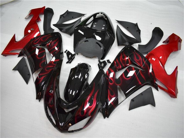 Red Flame 06-07 Kawasaki ZX10R Motorcycle Fairings