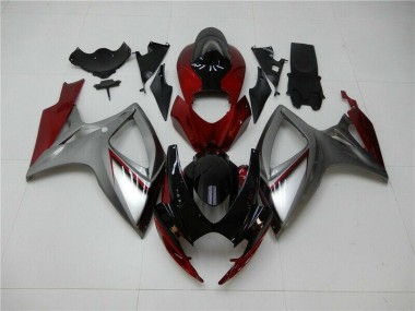 Red Silver 06-07 Suzuki GSXR 600/750 Motorcycle Fairings