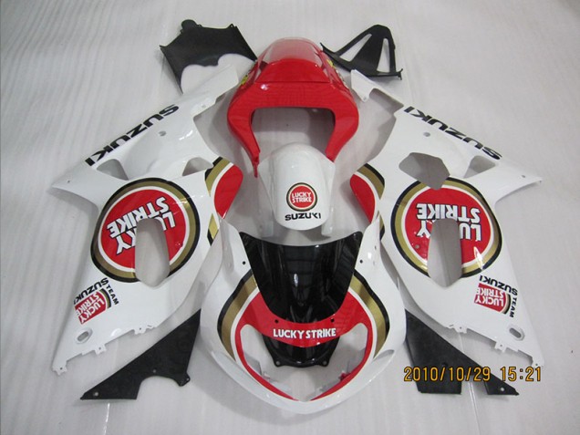 Red White Lucky Strike 01-03 Suzuki GSXR 600 Motorcycle Fairings Red White Lucky Strike 01-03 Suzuki GSXR 600 Motorcycle Fairings