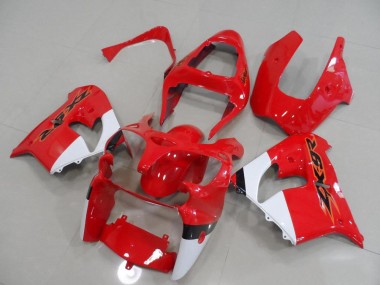 Red and White 00-01 Kawasaki ZX9R Motorcycle Fairings