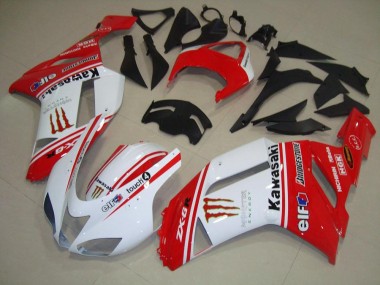 Red and White 07-08 Kawasaki ZX6R Motorcycle Fairings