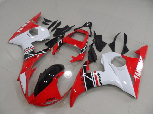 Red and White and Black 03-05 Yamaha YZF R6 Motorcycle Fairings Red and White and Black 03-05 Yamaha YZF R6 Motorcycle Fairings