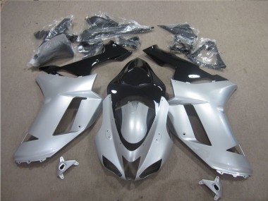 Silver Black 07-08 Kawasaki ZX6R Motorcycle Fairings