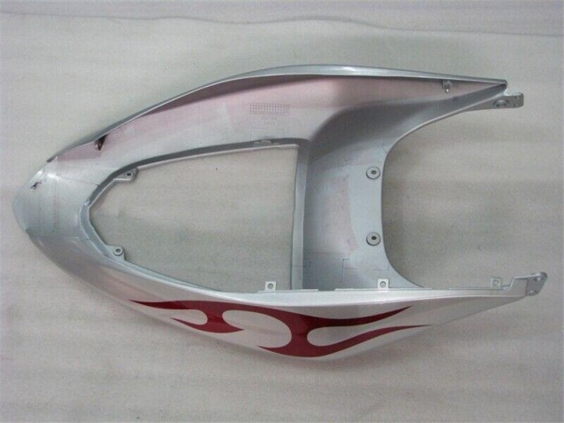 Silver Red Flames 05-06 Kawasaki ZX6R Motorcycle Fairings Silver Red Flames 05-06 Kawasaki ZX6R Motorcycle Fairings