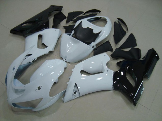White Black 05-06 Kawasaki ZX6R Motorcycle Fairings White Black 05-06 Kawasaki ZX6R Motorcycle Fairings