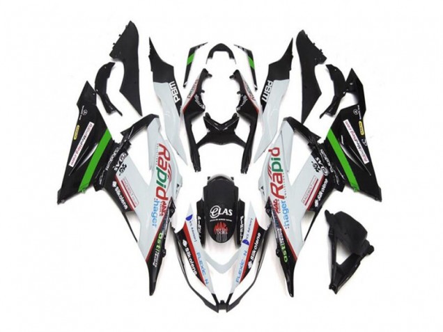 White Black 13-18 Kawasaki ZX6R Motorcycle Fairings