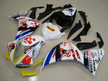 White Black Pepe Phone 12-14 Yamaha YZF R1 Motorcycle Fairings