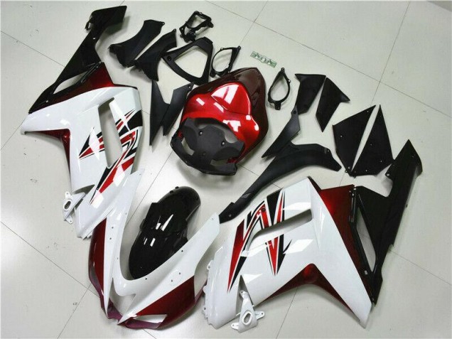 White Black Red 07-08 Kawasaki ZX6R Motorcycle Fairings White Black Red 07-08 Kawasaki ZX6R Motorcycle Fairings