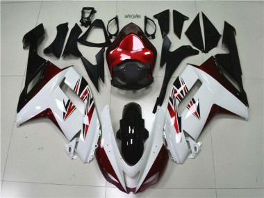 White Black Red 07-08 Kawasaki ZX6R Motorcycle Fairings