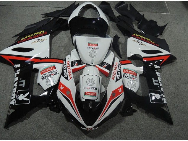 White Black Rizoma Playboy 05-06 Kawasaki ZX6R Motorcycle Fairing White Black Rizoma Playboy 05-06 Kawasaki ZX6R Motorcycle Fairing