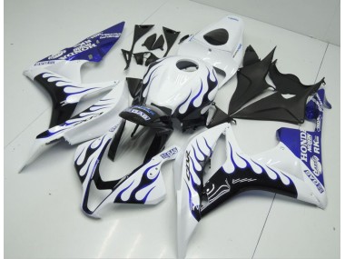 White Blue Flame 07-08 Honda CBR600RR Motorcycle Fairings