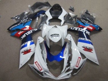 White Blue Motul 11-21 Suzuki GSXR 600 Motorcycle Fairings