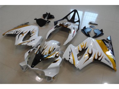 White Gold Flame 02-13 Honda VFR800 Motorcycle Fairings