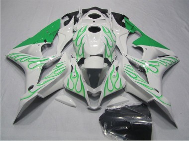 White Green Flame 07-08 Honda CBR600RR Motorcycle Fairings
