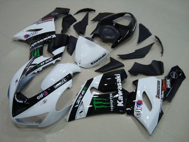 White Monster 05-06 Kawasaki ZX6R Motorcycle Fairings White Monster 05-06 Kawasaki ZX6R Motorcycle Fairings