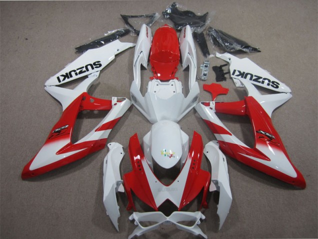 White Red 08-10 Suzuki GSXR 600 Motorcycle Fairings