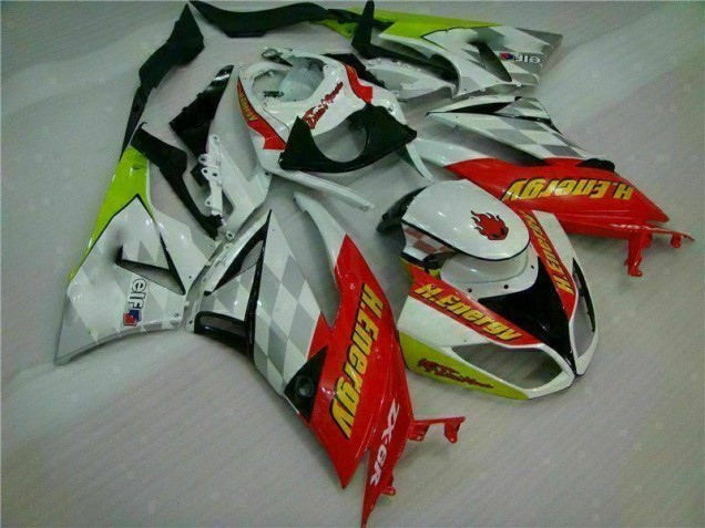 White Red H. Energy 09-12 Kawasaki ZX6R Motorcycle Fairings