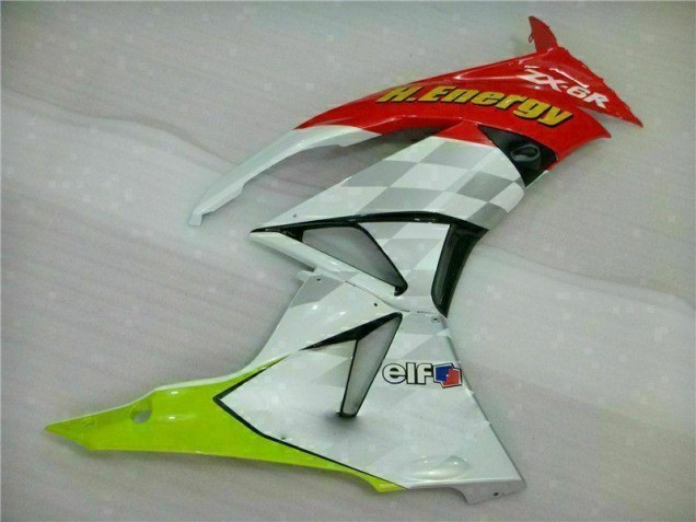 White Red H. Energy 09-12 Kawasaki ZX6R Motorcycle Fairings