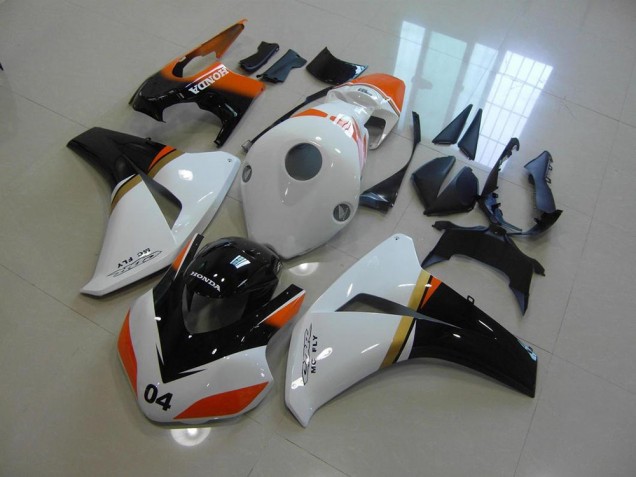 White and Black and Orange Race 08-11 Honda CBR1000RR Motorcycle Fairings White and Black and Orange Race 08-11 Honda CBR1000RR Motorcycle Fairings