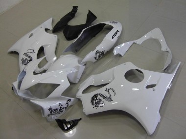 White with Black Dragon 04-07 Honda CBR600 F4i Motorcycle Fairings
