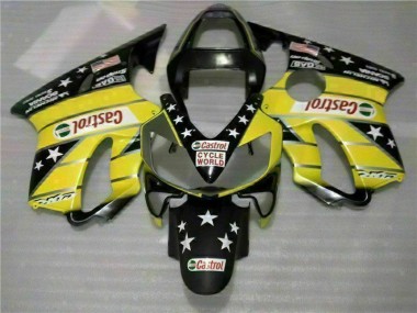 Yellow Black Castrol Cycle World 01-03 Honda CBR600 F4i Motorcycle Fairings