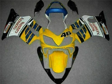 Yellow White 01-03 Honda CBR600 F4i Motorcycle Fairings